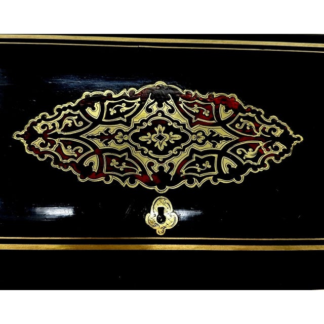 Early 19th Century Antique French Brass Bound Boulle Desk Wooden Writing Slope Alphonse Tahan Paris For Sale - Image 5 of 9
