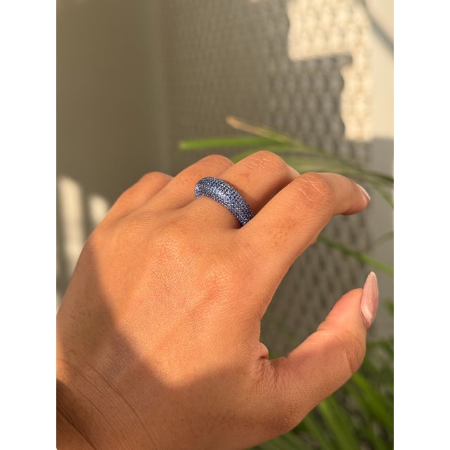 Chic 2.03ct Sapphire Cluster Contemporary Chunky Ring Size 8 in 14k Solid Gold For Sale In New York - Image 6 of 18