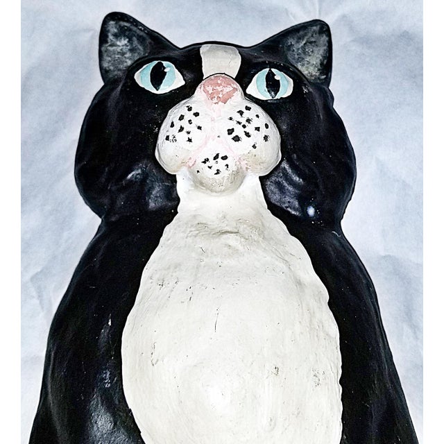 Traditional 1990s Cast Iron Tuxedo Cat Doorstop From Canada For Sale - Image 3 of 7