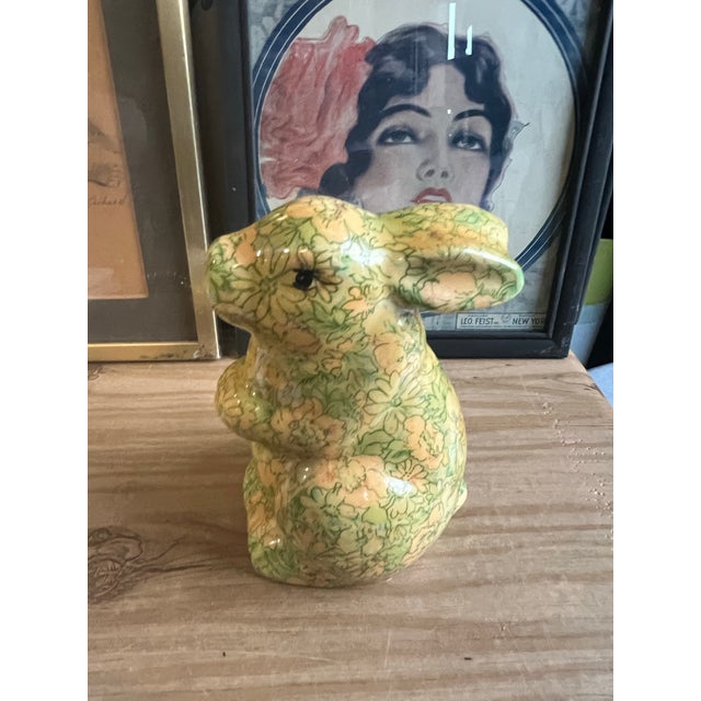 1970s Decoupage Ceramic Floral Bunny Sculpture For Sale In Atlanta - Image 6 of 8