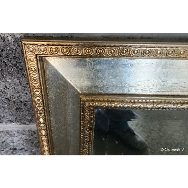 Contemporary 23 X 30.5 Gold & Silver-Leaf Beveled Glass Hanging Wall Mirror, Approx 20 Years Old For Sale - Image 3 of 10