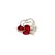 Metal Ruby Diamond 18k White Gold Hearts and Flower Motif Ring, Size 7.25 For Sale - Image 7 of 9