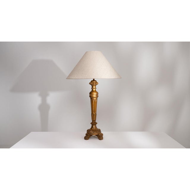 19th Century France Gold Carved Giltwood Floor Lamp For Sale - Image 9 of 11