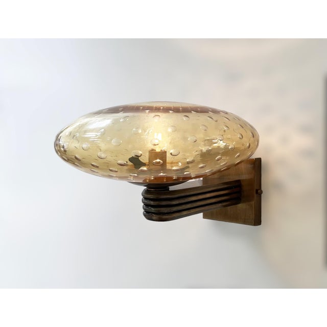 Fabio Ltd 21st Century Bronzed and Amber Bubbles Glass Shade Deco Sconce by Fabio LTD For Sale - Image 4 of 5