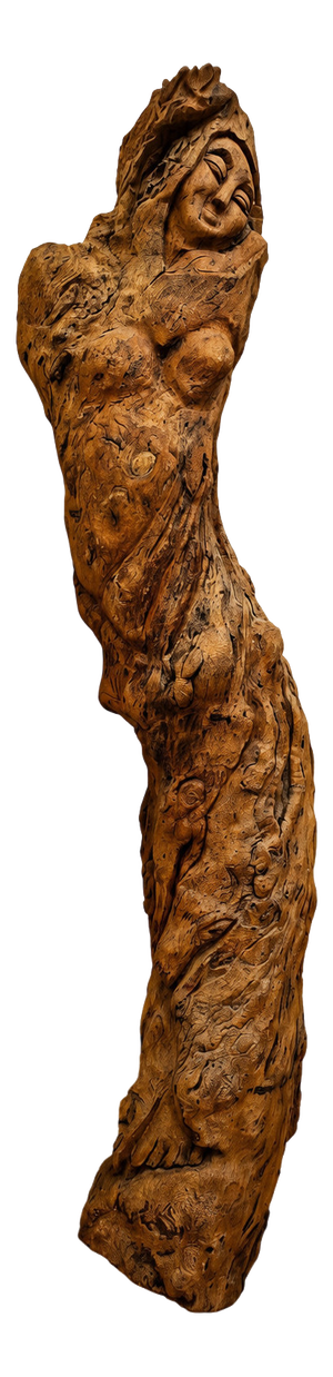 Female Sculpture Carved from a Tree Stump, 20th Century, 1960s, Wood
