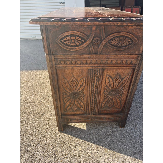 Mid 19th Century Antique Jacobean Revival Style Intricately Carved Oak Sideboard For Sale - Image 5 of 9