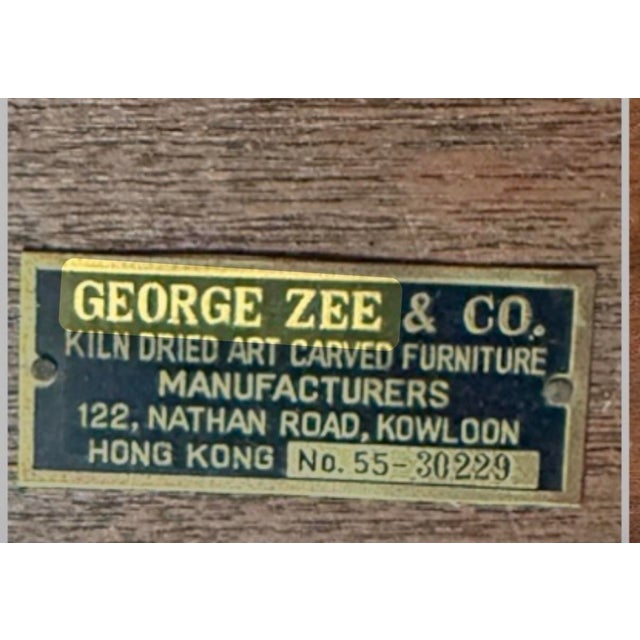 1950s George Zee & Co. Carved Wood Nesting Tables Set With Glass Tops Buddha For Sale - Image 12 of 12