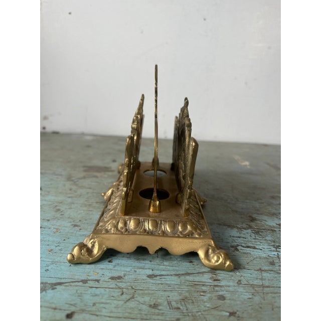 Antique Brass Letter Holder of Stag With Hunting Dogs For Sale - Image 6 of 10