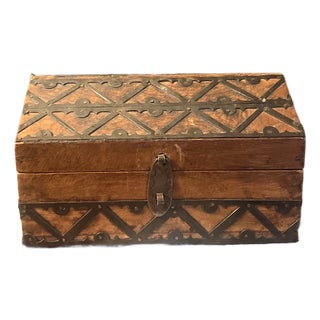 1980s Indian Wooden & Metal Box For Sale
