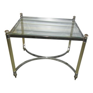 1960s Vintage Brass & Glass Side Table in Gold & Silver Tones For Sale