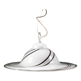 Black and White Murano Glass Pendant Lamp, Mid-20th Century For Sale