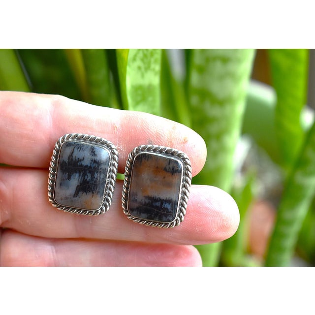 Vintage Sterling Silver Dendritic Agate Cufflinks, A Pair For Sale - Image 18 of 18