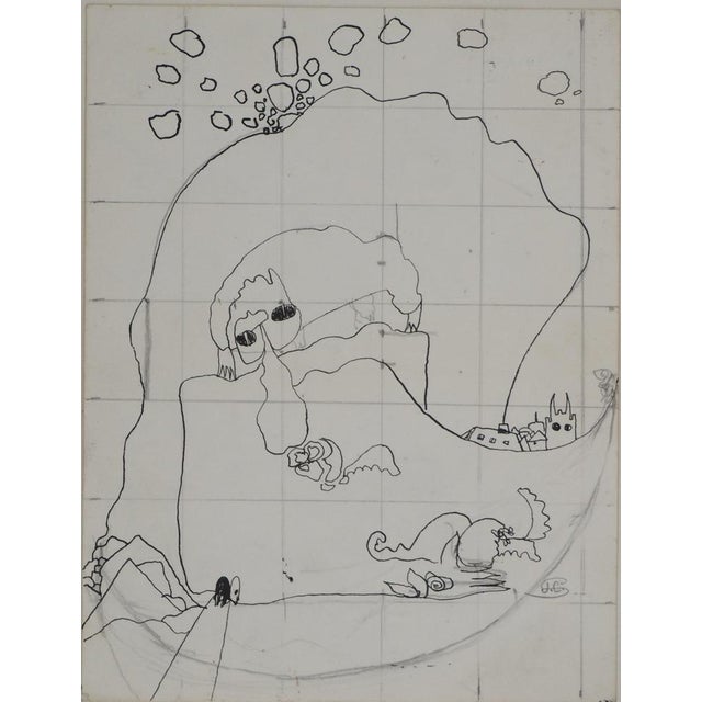 Jean-Claude Silbermann, Sneaky Signs, The Village in the Valley, Original Signed Drawing For Sale - Image 5 of 5