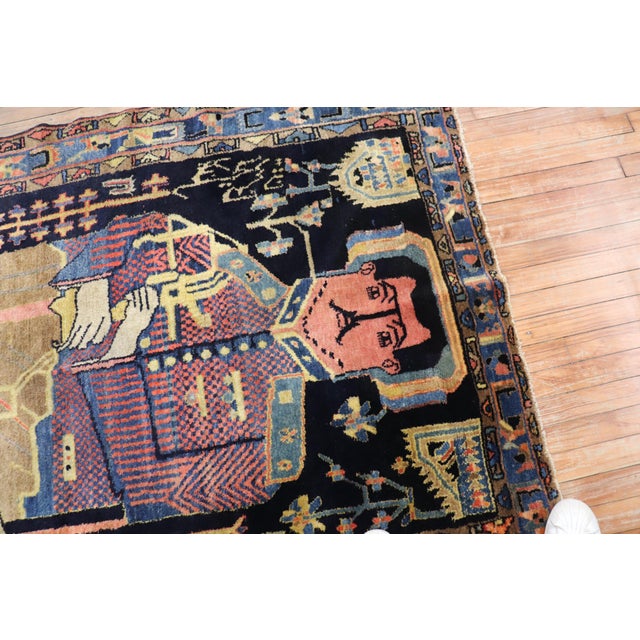 Mid 20th Century Kurdish Colonel Mohammad Tagi-Khan Persian Pictorial Rug - 4'6" x 6'6" For Sale - Image 4 of 6