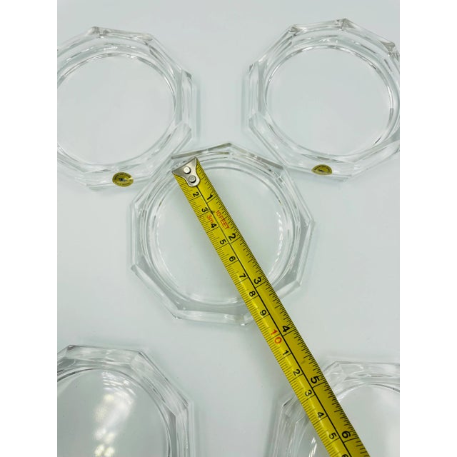 Glass Vintage Nonagon-Shaped German Crystal Coasters - Set of 5 For Sale - Image 7 of 10