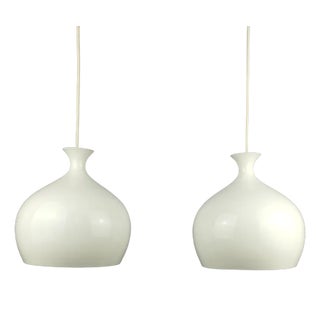 Mid-Century Löken Pendant Lights attributed to Helge Zimdal, Set of 2 For Sale