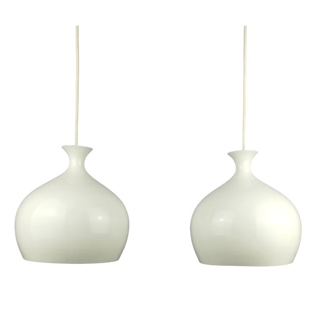 Mid-Century Löken Pendant Lights attributed to Helge Zimdal, Set of 2 For Sale