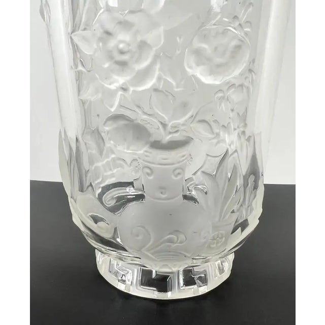 Glass Verlys French Art Glass “Mandarin” Vase Frosted & Clear Relief Design Circa 1930 For Sale - Image 7 of 18