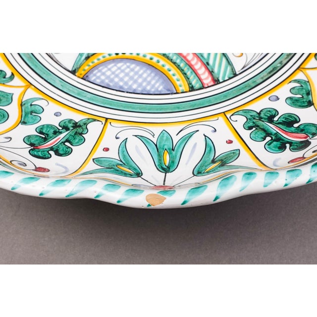 Ceramic Mid 20th Century Deruta Taly D. Grazia Maiolica Large Portrait Wall Bowl Charger Plate For Sale - Image 7 of 8
