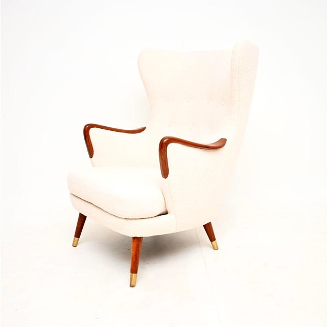 1950s Vintage Swedish Wing Back Armchair, 1950s For Sale - Image 5 of 9