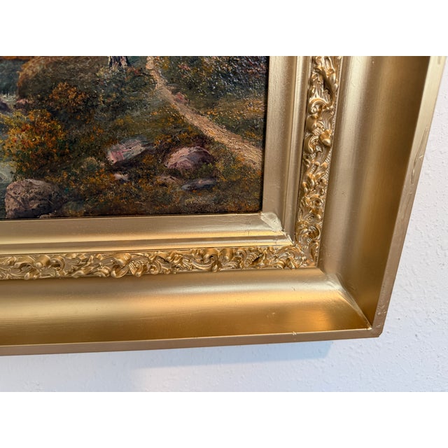 Impressionist 1907 American-Sweden Artist Gustav W. Leufstedt 1867-1909 Antique Landscape Art For Sale - Image 3 of 13