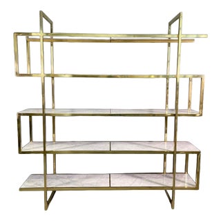 Mid-Century Brass Marble Bookcase, 1960s For Sale