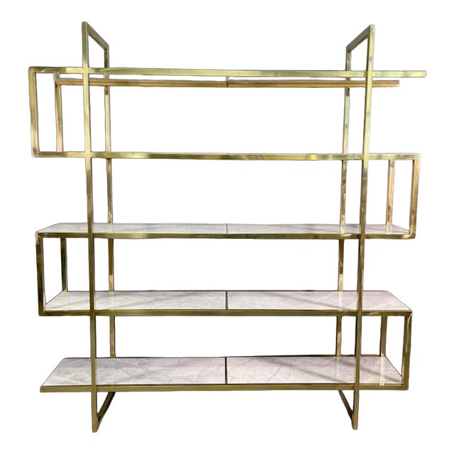 Mid-Century Brass Marble Bookcase, 1960s For Sale