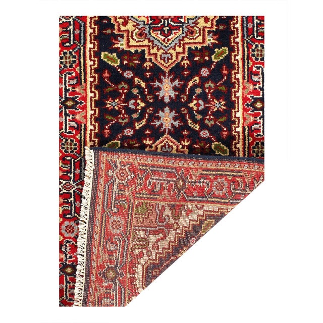 Traditional Pasargad DC Fine Hand Knotted Navy Blue Runner Rug For Sale - Image 3 of 4