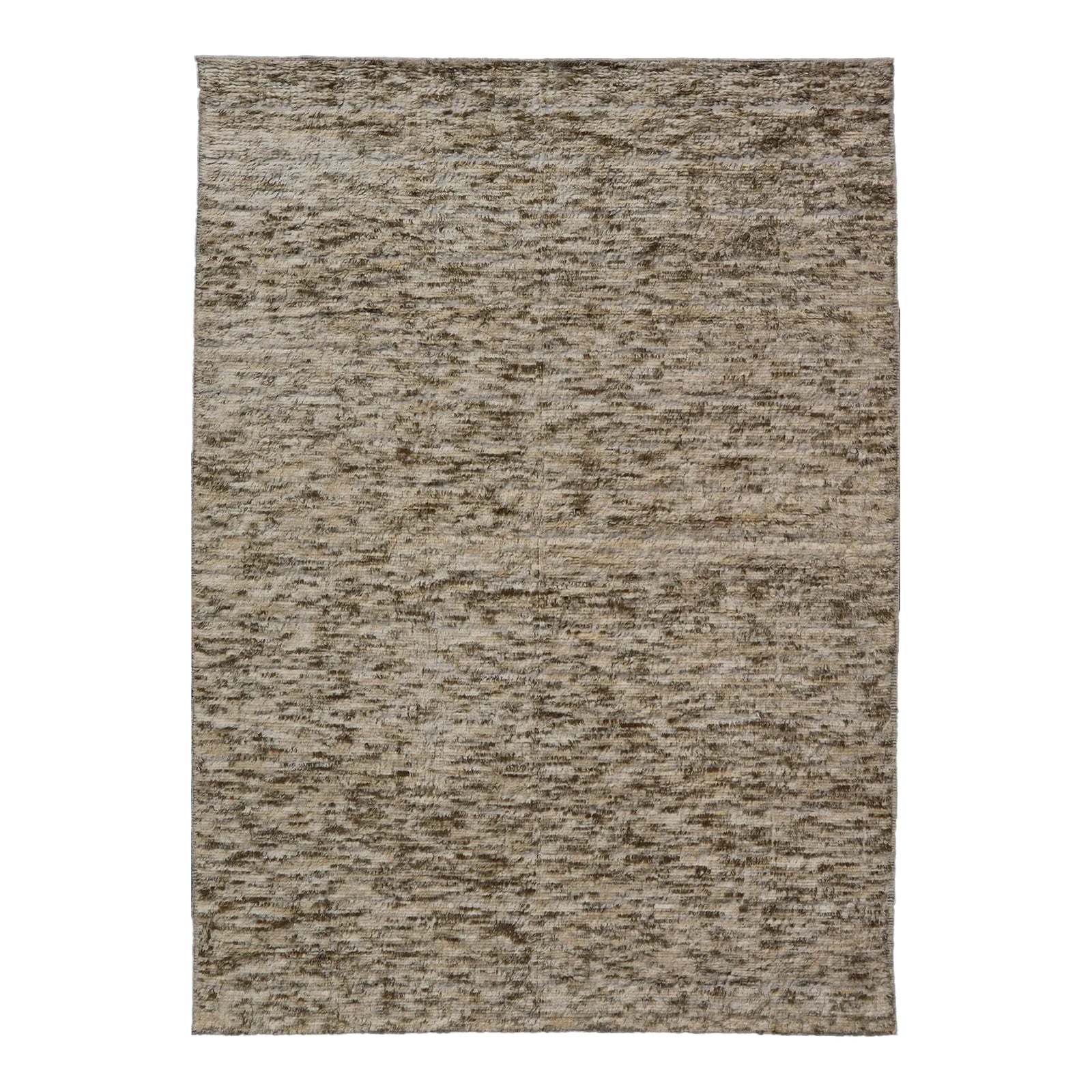 Large Modern Speckled Thick-Wool Indian Rug in Neutral Natural Tones ...