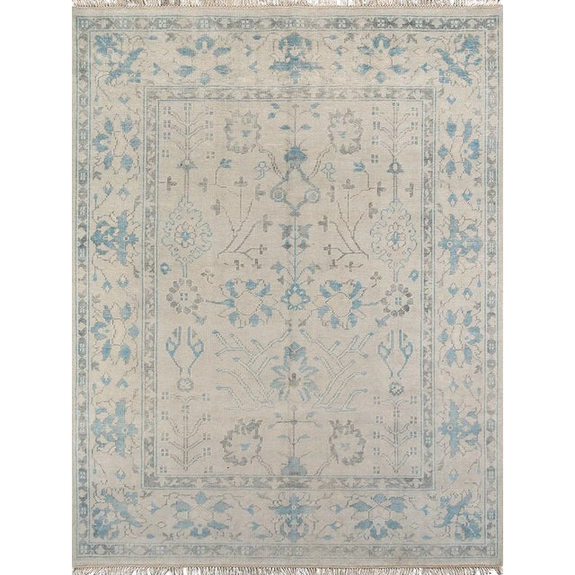 Erin Gates Concord Lowell Ivory Hand Knotted Wool Area Rug 5'6" X 8'6" For Sale