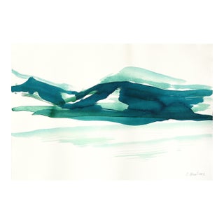 Twilight Landscape 1 - Original Twilight Abstract Landscape Ink Painting on Linen Paper by Bettina Mauel For Sale