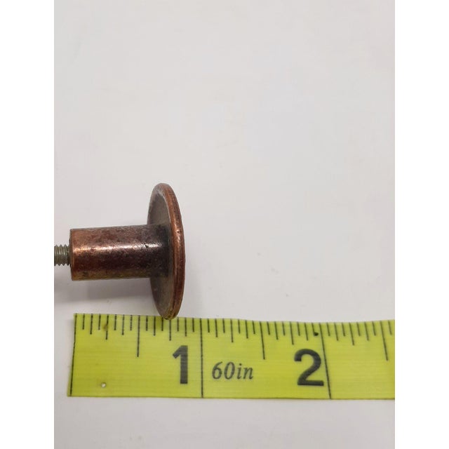 Metal Vintage Mid 20th Century Round Textured Drawer Knob Copper Hardware - Set of 2 For Sale - Image 7 of 9