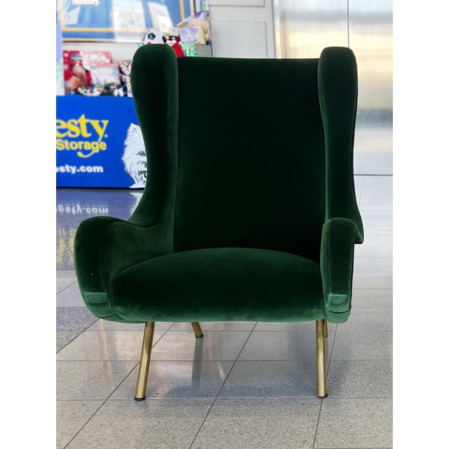 Marco Zanuso Green Velvet Mohair "Senior" Lounge Chairs - A Pair For Sale - Image 10 of 16
