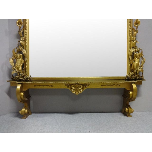 Very & Impressive Victorian English Gilt Overmantle Mirror For Sale - Image 10 of 13
