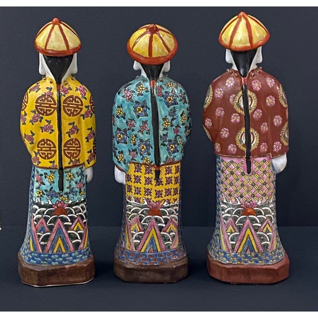 Antique Chinese Porcelain Figurines Qing Dynasty Emperor Statues Set