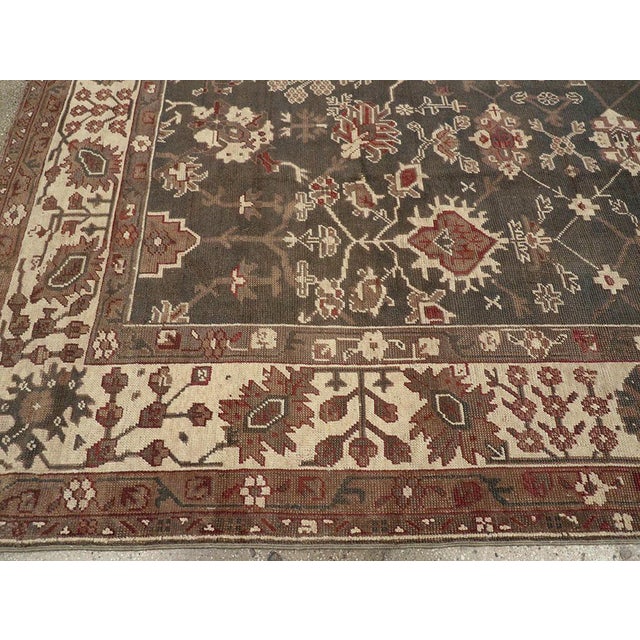 Textile Galerie Shabab Collection Early 20th Century Turkish Oushak Room Size Carpet For Sale - Image 7 of 10