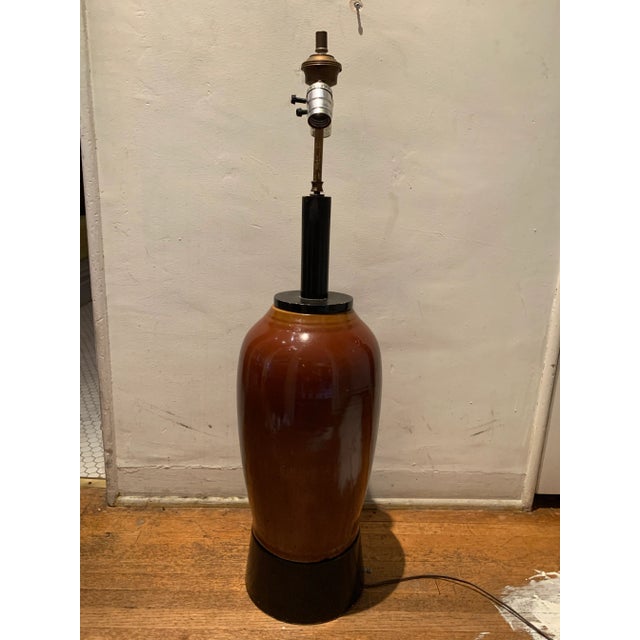 Contemporary Vintage Brown Jar Ceramic Table Lamp For Sale - Image 3 of 6