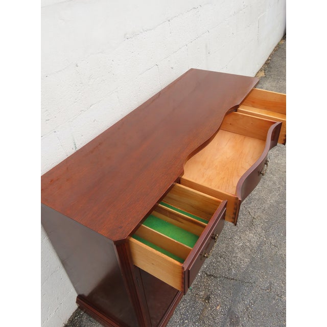 Wood 1940s Mahogany Long Credenza Sideboard Media Console 6369 For Sale - Image 7 of 15