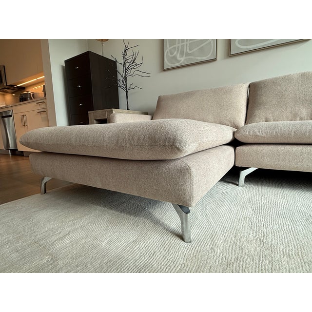 Mid-Century Modern Contemporary Beige Perigold Sofa With Left Chaise For Sale - Image 3 of 9