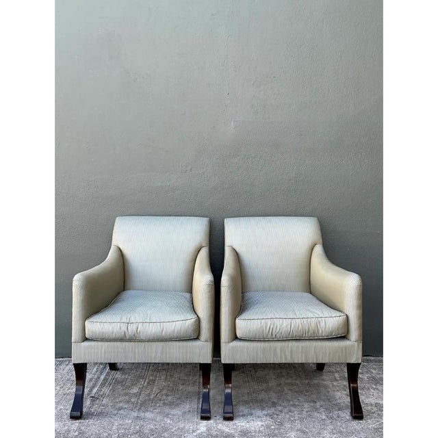 Contemporary Vintage Rose Tarlow Melrose House “Sabre Leg” Lounge Chairs - A Pair For Sale - Image 3 of 12
