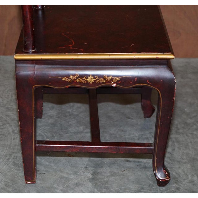 Antique Chinese Red Hand Painted Chair in Sold Wood For Sale - Image 12 of 17