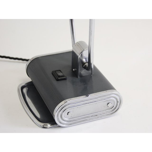 Art Deco French Anthracite Gray and Chrome Table Lamp by Eileen Gray for Jumo, 1940s For Sale - Image 14 of 17