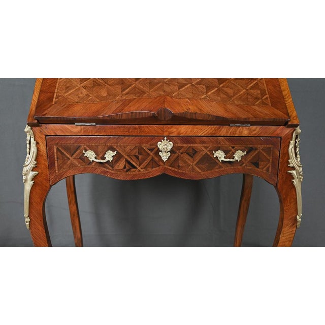 Brown Small Early 20th Century Louis XV Marquetry Ladys Desk For Sale - Image 8 of 18