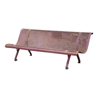Early 20th Century French Painted Iron Garden Bench With Perforated Seat For Sale