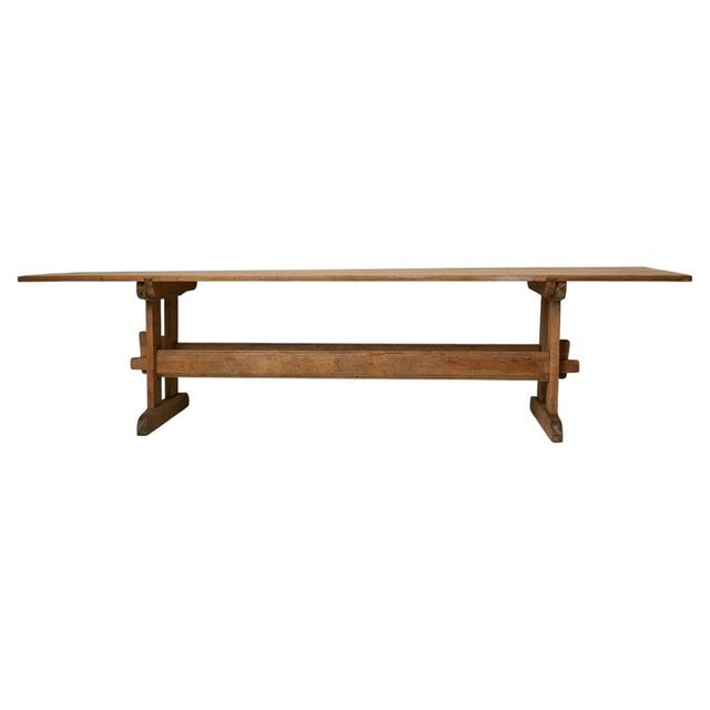 Brown Large Antique Trestle Dining Table in Pine, 1860 For Sale - Image 8 of 8
