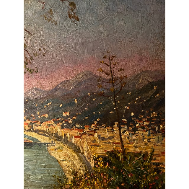 French Country Oil on Panel City of Nice, the Casino Signed Journay 1930 France For Sale - Image 3 of 5