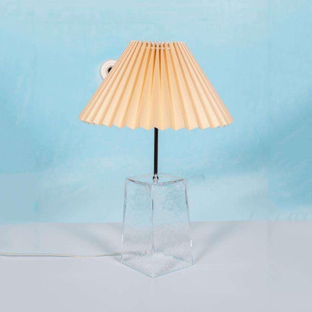 Minimalist Postmodern Glass Table Lamp with Pleated Shade For Sale - Image 17 of 18