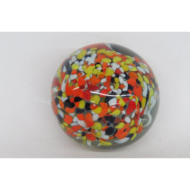 Art Glass Paperweight Multicolor Yellow Black Orange Confetti Pattern 5074b For Sale - Image 9 of 9