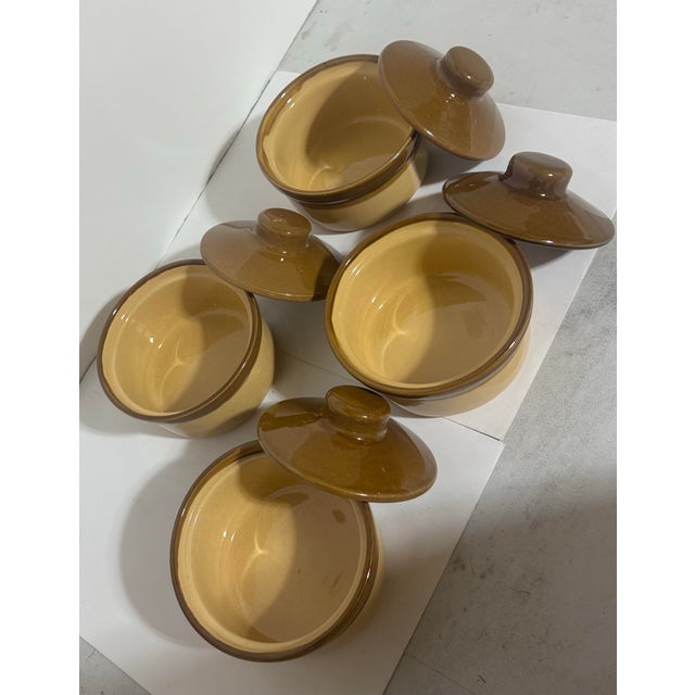 This is a set of four vintage T.G. Green Granville stoneware casserole bowls or bean pots, manufactured in Church Gresley,...