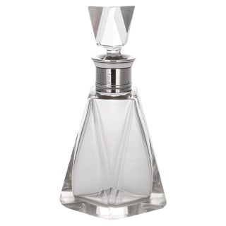 20th Century French Art Deco Silver & Glass Decanter, 1930s For Sale